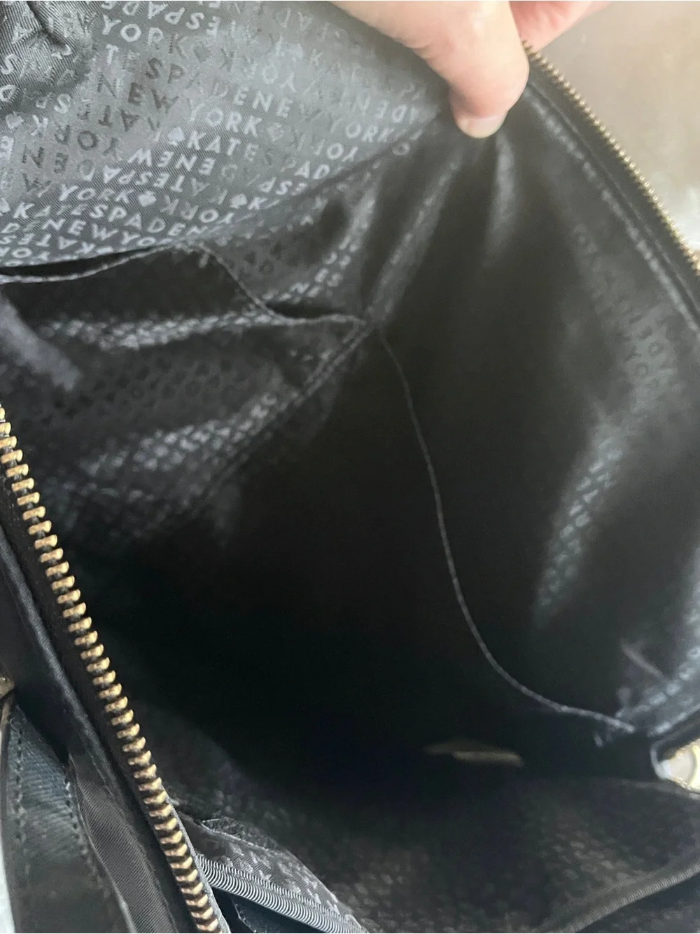 kate spade Black Nylon Laptop Tote with Gold Logo Plaque